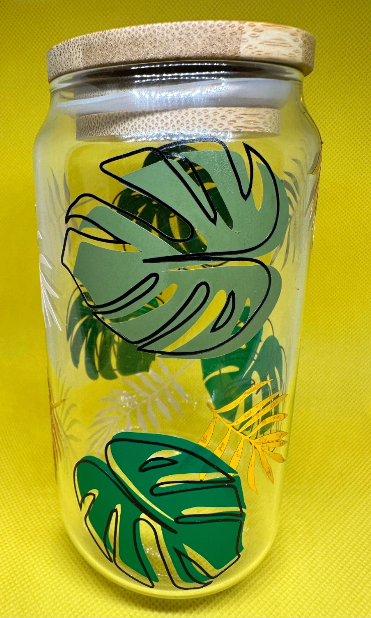 16oz pretty monstera leaf Libby Glass cup