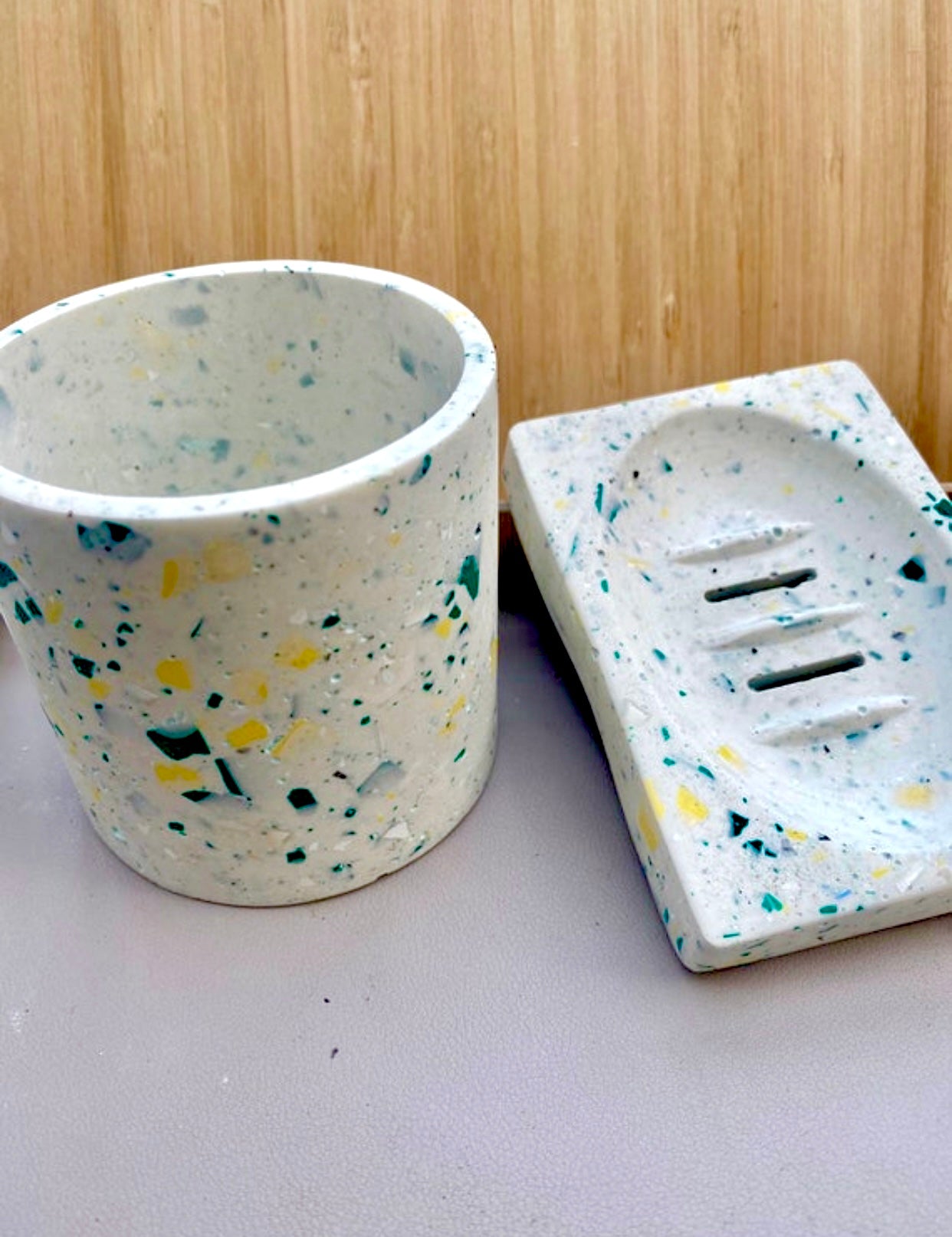 Terrazzo Soap dish and toothbrush holder
