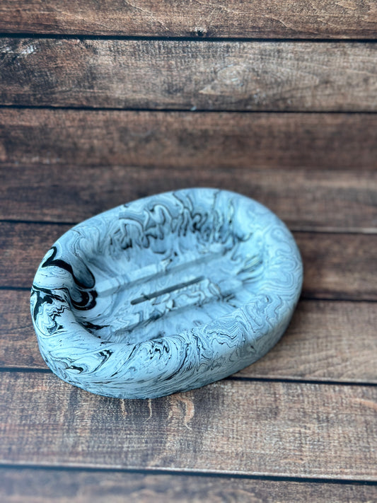 Black and White Marble Soap Dish