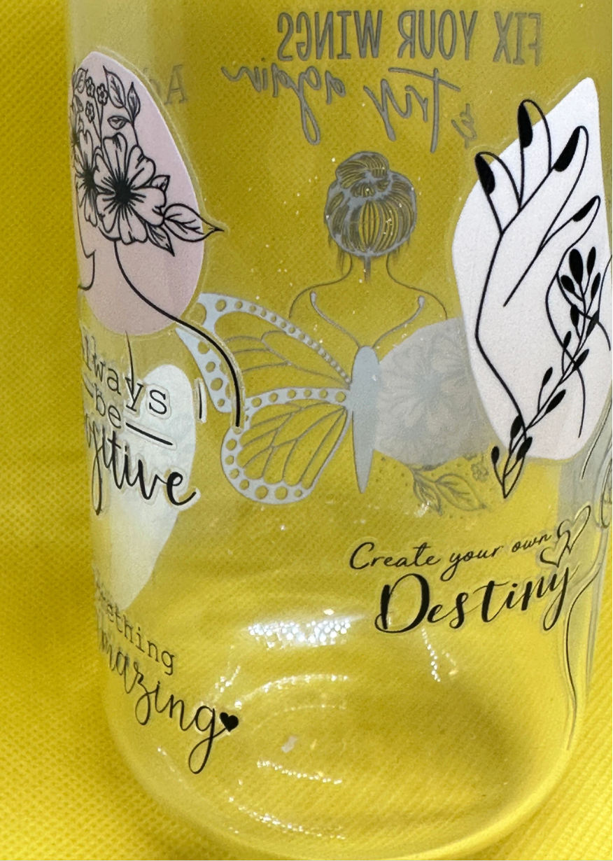 16oz positivity quotes/self love Libby Glass cup