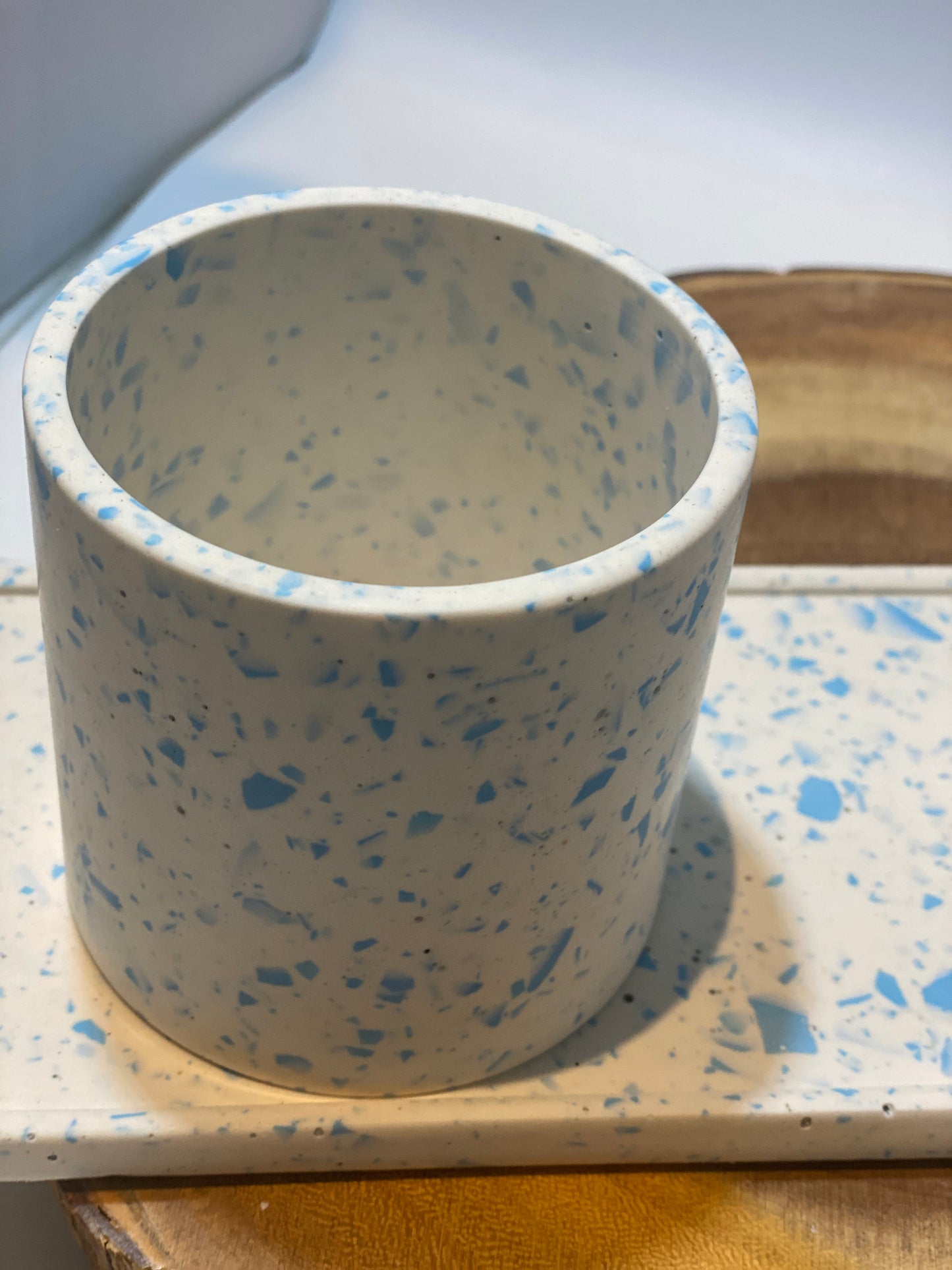 ‘Simply blue’ Toothbrush Holder with Blue Terrazzo Design