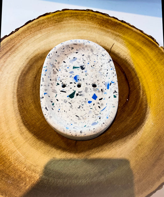 Jesmonite Blue-Mix Soap Dish