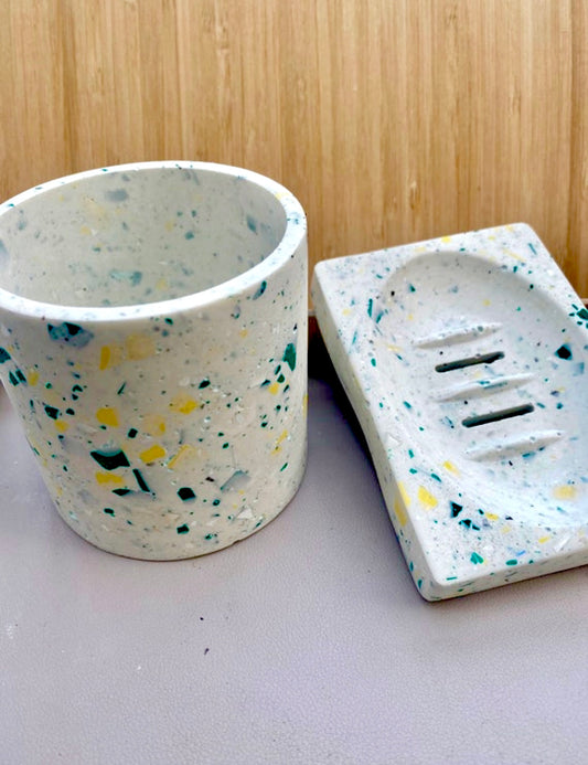 Terrazzo Soap dish and toothbrush holder