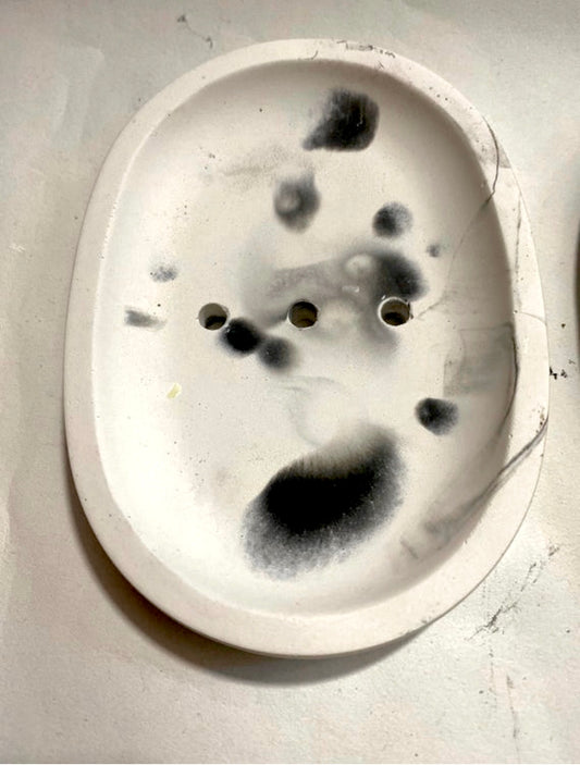 Jesmonite Black and White Soap Dish